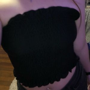 black ruffle tube top